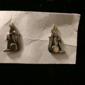 Small  sterling silver coyote earrings
